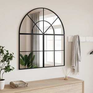 vidaXL Oglindă de perete, negru, 80x40 cm, arcuită, fier imagine