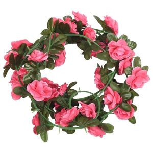 vidaXL Ghirlande de flori artificiale, 6 buc., roșu roz, 240 cm imagine