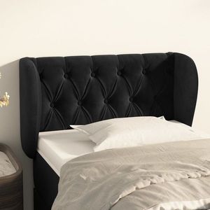 vidaXL Tăblie de pat cu aripioare negru 83x23x78/88 cm catifea imagine