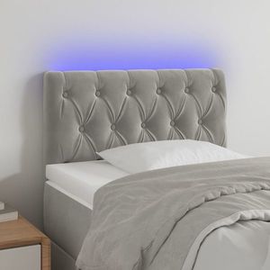 vidaXL Tăblie de pat cu LED, gri deschis, 80x7x78/88 cm, catifea imagine