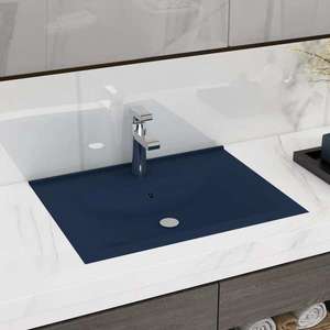vidaXL Chiuvetă baie lux orificiu robinet albastru 60x46 cm ceramică imagine