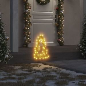 vidaXL Decor brad cu lumini de Crăciun cu țăruși 3 buc. 50 LED 30 cm imagine