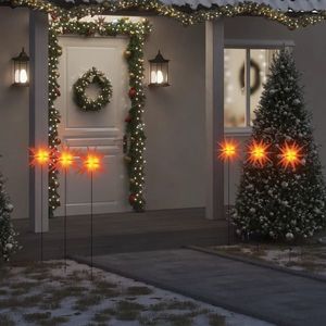 vidaXL Lumini de Crăciun cu LED/țăruș, 3 buc., roșu, 35 cm, pliabil imagine