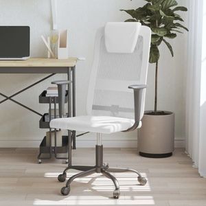 vidaXL Scaun birou reglabil în înălțime, alb, piele artificială/plasă imagine