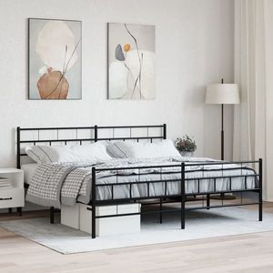 vidaXL Cadru pat metalic cu tăblii de cap/picioare, negru, 193x203 cm imagine