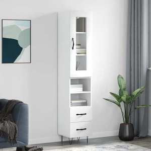 vidaXL Dulap înalt, alb extralucios, 34, 5x34x180 cm, lemn prelucrat imagine