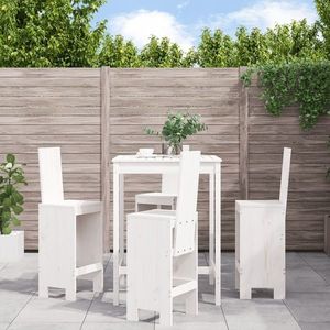 vidaXL Set de bar pentru grădină, 5 piese, alb, lemn masiv de pin imagine
