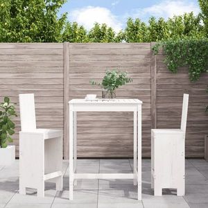 vidaXL Set bar de grădină, 3 piese, alb, lemn masiv de pin imagine