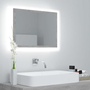 vidaXL Oglindă de baie cu LED, gri beton, 60x8, 5x37 cm, acril imagine