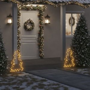 vidaXL Decorațiune brad cu lumini de Crăciun cu țăruși, 80 LED, 60 cm imagine