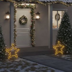 vidaXL Decorațiune stea cu lumini de Crăciun cu țăruși, 80 LED, 60 cm imagine