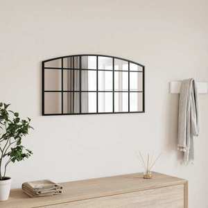 vidaXL Oglindă de perete, negru, 80x40 cm, arcuită, fier imagine