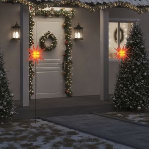 vidaXL Lumini de Crăciun cu LED/țăruș, 3 buc., roșu, 57 cm, pliabil imagine