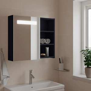 vidaXL Dulap cu oglindă de baie cu lumină LED, gri, 60x13x52 cm imagine