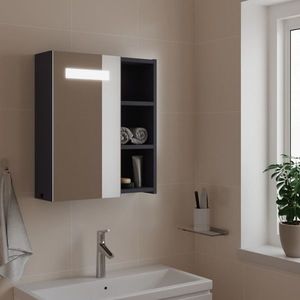 vidaXL Dulap cu oglindă de baie cu lumină LED, gri, 45x13x52 cm imagine