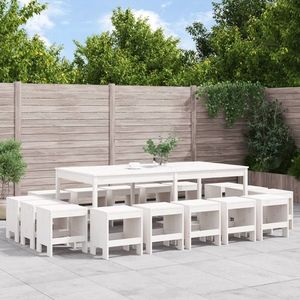 vidaXL Set mobilier de grădină, 17 piese, alb, lemn masiv de pin imagine