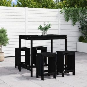 vidaXL Set mobilier bar de grădină, 5 piese, negru, lemn masiv de pin imagine