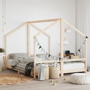 vidaXL Cadru pat pentru copii, 2x(80x200) cm, lemn masiv de pin imagine
