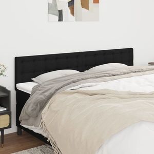 vidaXL Tăblii de pat, 2 buc, negru, 100x5x78/88 cm, textil imagine