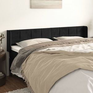 vidaXL Tăblie de pat cu aripioare negru 203x16x78/88 cm catifea imagine