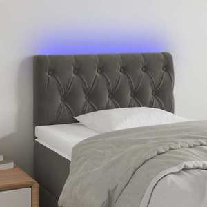 vidaXL Tăblie de pat cu LED, gri închis, 80x7x78/88 cm, catifea imagine