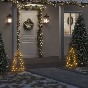 vidaXL Decorațiune brad cu lumini de Crăciun cu țăruși, 80 LED, 60 cm imagine