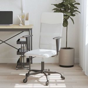 vidaXL Scaun birou reglabil în înălțime, alb, piele artificială/plasă imagine