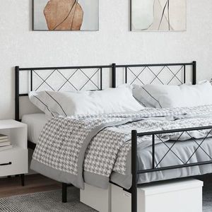 vidaXL Tăblie de pat metalică, negru, 200 cm imagine