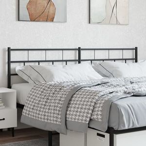 vidaXL Tăblie de pat metalică, negru, 193 cm imagine