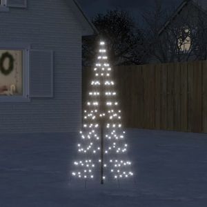 vidaXL Iluminat brad de Crăciun pe stâlp, 200 LED-uri alb rece, 180 cm imagine