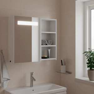 vidaXL Dulap cu oglindă de baie cu lumină LED, alb, 60x13x52 cm imagine