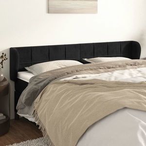 vidaXL Tăblie de pat cu aripioare negru 203x23x78/88 cm catifea imagine