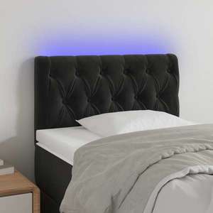 vidaXL Tăblie de pat cu LED, negru, 80x7x78/88 cm, catifea imagine