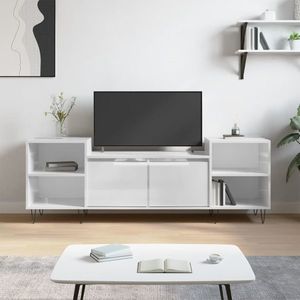 vidaXL Comodă TV, alb extralucios, 160x35x55 cm, lemn prelucrat imagine