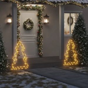 vidaXL Decorațiune brad cu lumini de Crăciun cu țăruși, 115 LED, 90 cm imagine