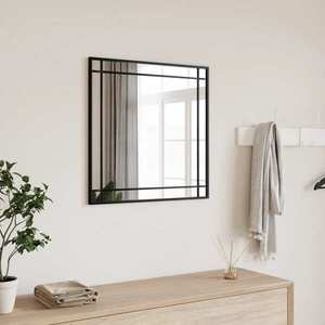 vidaXL Oglindă de perete, negru, 50x50 cm, pătrată, fier imagine
