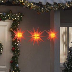 vidaXL Lumini de Crăciun cu LED-uri, 3 buc., roșu, pliabil imagine