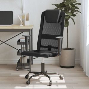 vidaXL Scaun birou reglabil în înălțime negru piele artificială/plasă imagine