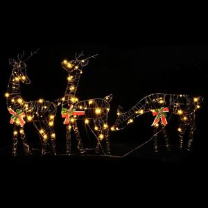 vidaXL Decorațiune Crăciun familie de reni 90 LED-uri albe calde ratan imagine