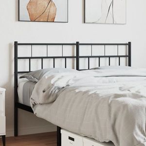 vidaXL Tăblie de pat metalică, negru, 150 cm imagine
