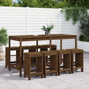 vidaXL Set mobilier bar de grădină, 9 piese, maro miere lemn masiv pin imagine
