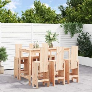 vidaXL Set bar de grădină, 7 piese, lemn masiv de pin imagine