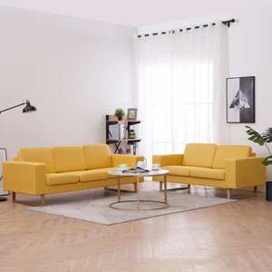 Set canapea din 3 piese, material textil, galben imagine