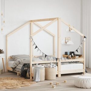 vidaXL Cadru de pat pentru copii, 2x(80x160) cm, lemn masiv de pin imagine