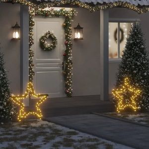 vidaXL Decorațiune stea cu lumini de Crăciun cu țăruși, 115 LED, 85 cm imagine