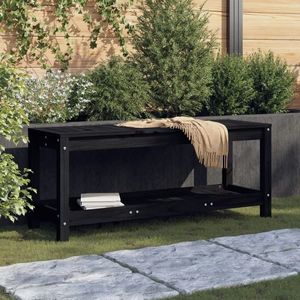 vidaXL Bancă de grădină, negru, 108x35x45 cm, lemn masiv de pin imagine