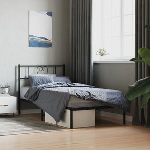 vidaXL Cadru pat metalic cu tăblie, negru, 90x200 cm imagine