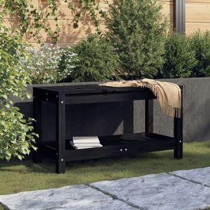 vidaXL Bancă de grădină, negru, 82, 5x35x45 cm, lemn masiv de pin imagine