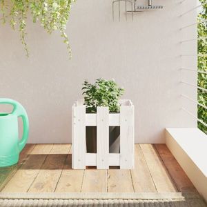 vidaXL Jardinieră grădină design gard, alb, 30x30x30 cm lemn masiv pin imagine
