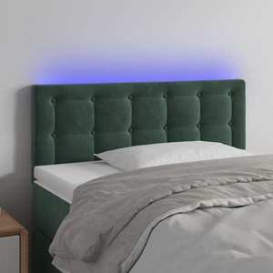 vidaXL Tăblie de pat cu LED, verde închis, 80x5x78/88 cm, catifea imagine
